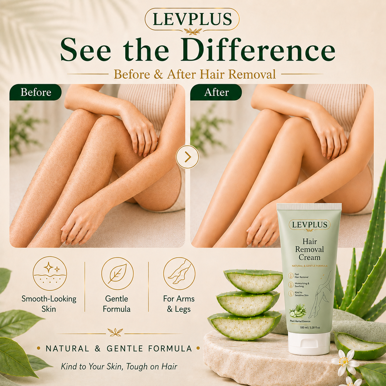 LEVPLUS Hair Removal Cream for All Women & Men