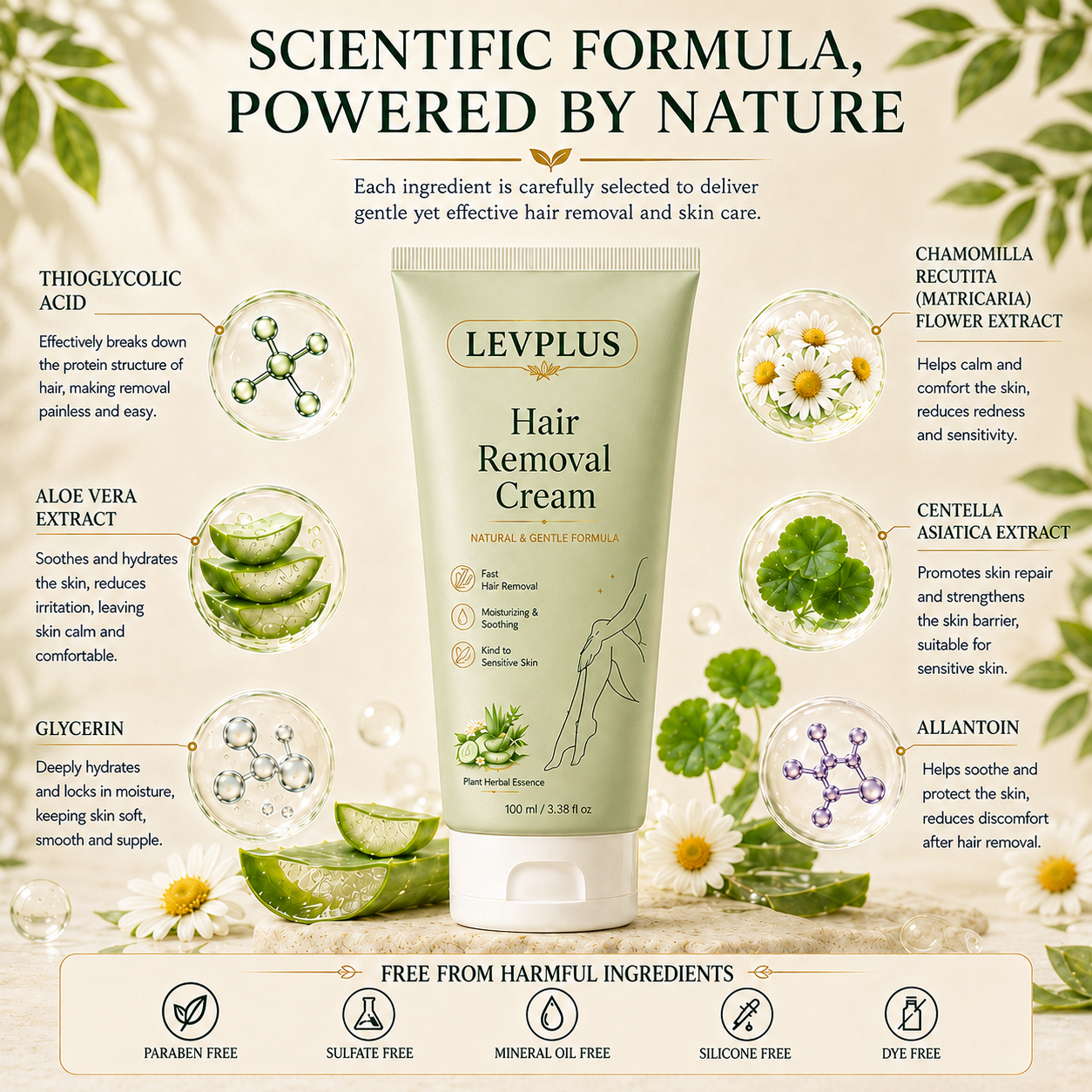 LEVPLUS Hair Removal Cream for All Women & Men